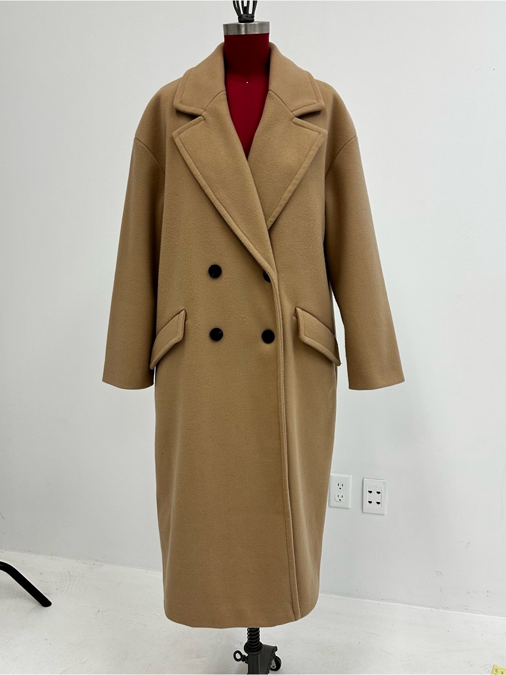 ZARA DOUBLE-BREASTED LONG CAMEL WOMENS TRENCH COAT SIZE SMALL